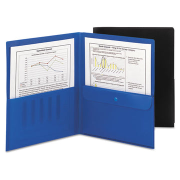 Smead® Poly Two-pocket Folder With Security Pocket, 11 X 8 1-2, Blue, 5-pack freeshipping - TVN Wholesale
